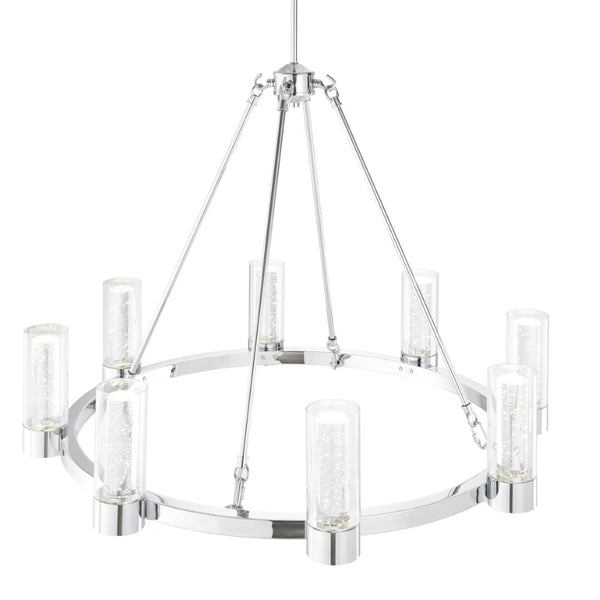 HomeRoots Silver Candle-Style Eight-Light Chandelier - Dimmable, Smart-Enabled, Modern Farmhouse Elegance 548190