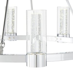 HomeRoots Silver Candle-Style Eight-Light Chandelier - Dimmable, Smart-Enabled, Modern Farmhouse Elegance 548190
