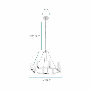 HomeRoots Silver Candle-Style Eight-Light Chandelier - Dimmable, Smart-Enabled, Modern Farmhouse Elegance 548190
