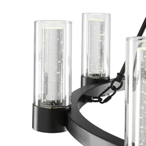 HomeRoots Black Candle-Style Eight-Light Smart Chandelier - Modern Farmhouse Design with Dimmable Functionality 548191