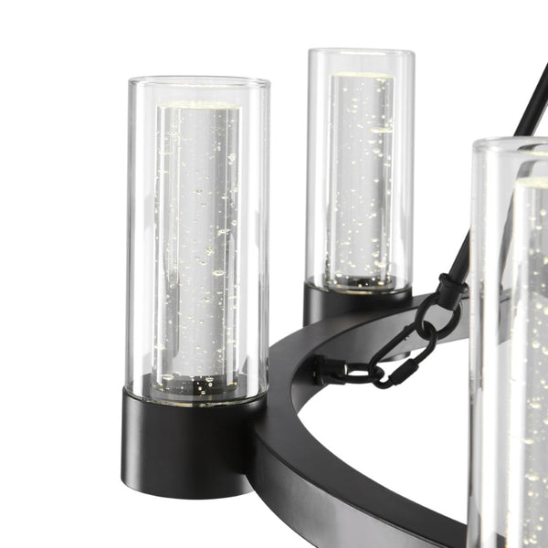 HomeRoots Black Candle-Style Eight-Light Smart Chandelier - Modern Farmhouse Design with Dimmable Functionality 548191