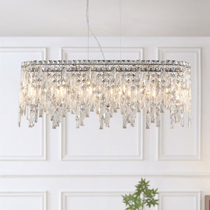English Elm (Same As W1340P189443/L5024-880-C) Silver Elegant Oval Crystal Chandelier - Modern Ceiling Light For Luxe Spaces W1340P189500