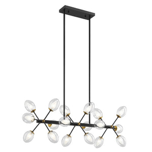 HomeRoots Black Sputnik Chandelier - Smart Enabled Dimmable Fixture with Clear Shades for Modern Spaces 548193