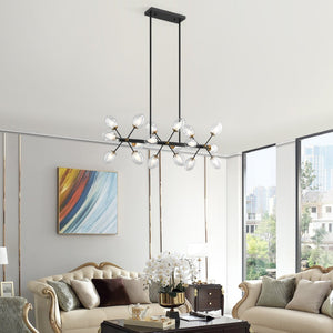 HomeRoots Black Sputnik Chandelier - Smart Enabled Dimmable Fixture with Clear Shades for Modern Spaces 548193