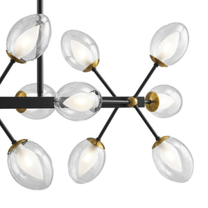 HomeRoots Black Sputnik Chandelier - Smart Enabled Dimmable Fixture with Clear Shades for Modern Spaces 548193