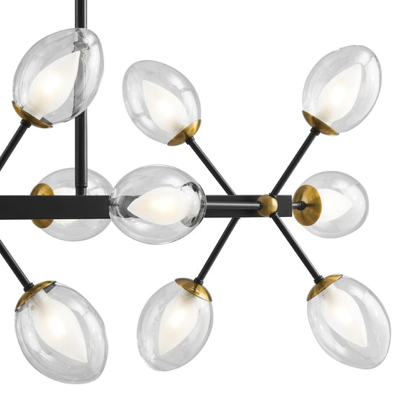 HomeRoots Black Sputnik Chandelier - Smart Enabled Dimmable Fixture with Clear Shades for Modern Spaces 548193