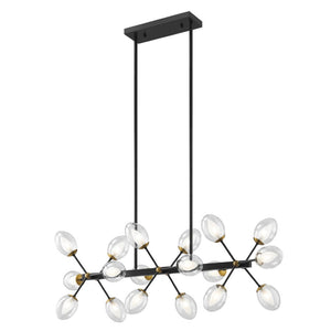 HomeRoots Black Sputnik Chandelier - Smart Enabled Dimmable Fixture with Clear Shades for Modern Spaces 548193