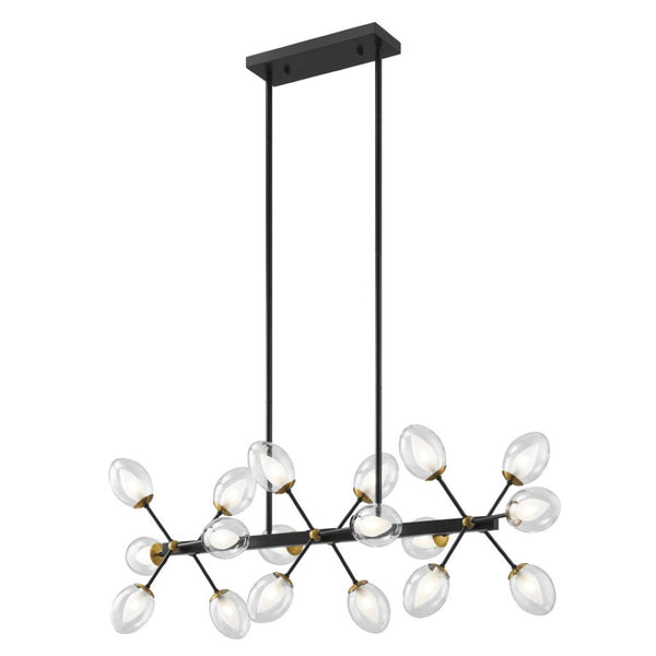 HomeRoots Black Sputnik Chandelier - Smart Enabled Dimmable Fixture with Clear Shades for Modern Spaces 548193