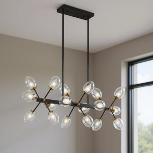 HomeRoots Black Sputnik Chandelier - Smart Enabled Dimmable Fixture with Clear Shades for Modern Spaces 548193