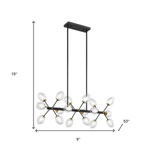 HomeRoots Black Sputnik Chandelier - Smart Enabled Dimmable Fixture with Clear Shades for Modern Spaces 548193