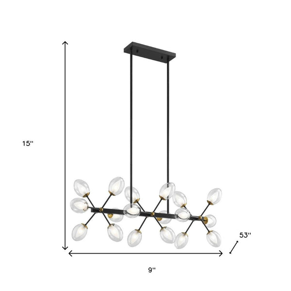HomeRoots Black Sputnik Chandelier - Smart Enabled Dimmable Fixture with Clear Shades for Modern Spaces 548193