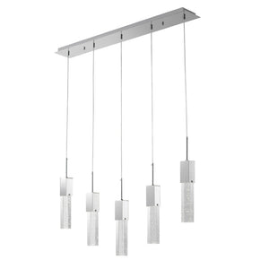 HomeRoots Silver Modern Five-Light Dimmable Smart Chandelier with Clear Glass Shades for Stylish Lighting 548194