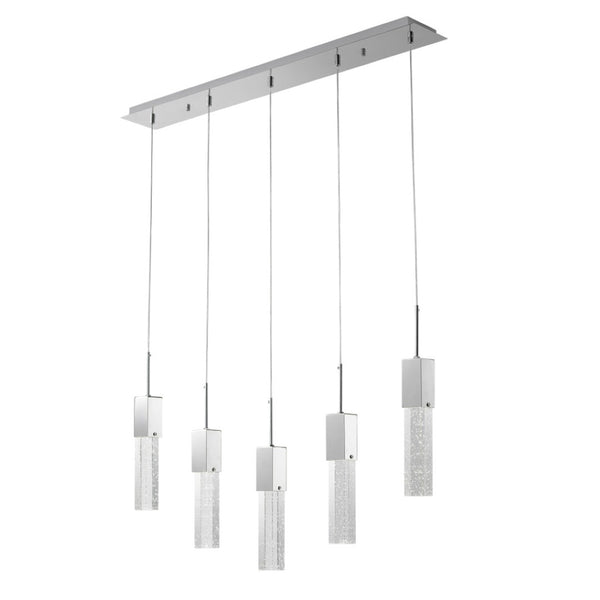 HomeRoots Silver Modern Five-Light Dimmable Smart Chandelier with Clear Glass Shades for Stylish Lighting 548194
