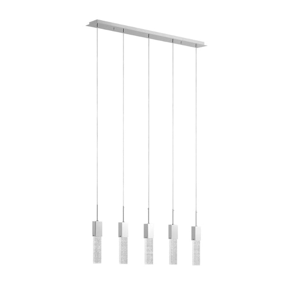 HomeRoots Silver Modern Five-Light Dimmable Smart Chandelier with Clear Glass Shades for Stylish Lighting 548194