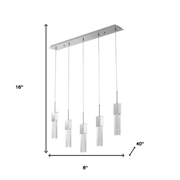 HomeRoots Silver Modern Five-Light Dimmable Smart Chandelier with Clear Glass Shades for Stylish Lighting 548194