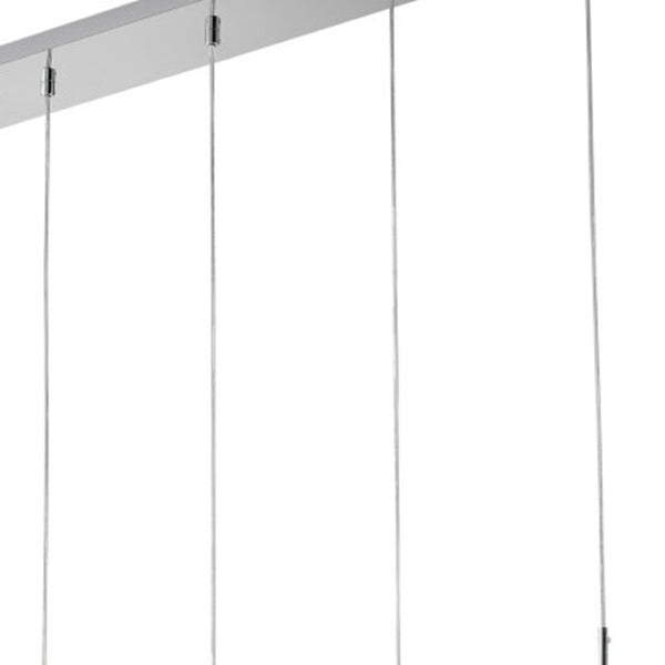 HomeRoots Silver Modern Five-Light Dimmable Smart Chandelier with Clear Glass Shades for Stylish Lighting 548194
