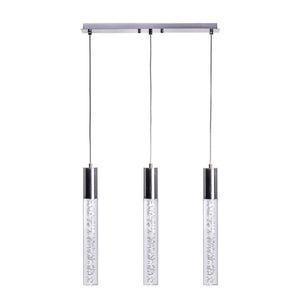 HomeRoots Black Modern Three-Light Dimmable Smart Chandelier with Clear Glass Shades for Stylish Lighting 548195