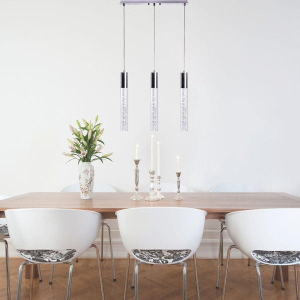 HomeRoots Black Modern Three-Light Dimmable Smart Chandelier with Clear Glass Shades for Stylish Lighting 548195