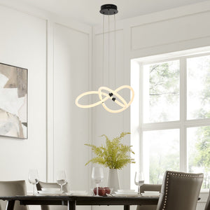 HomeRoots Black Metal LED Dimmable Smart Chandelier – Modern Elegance for Dining Rooms & Living Spaces 548196