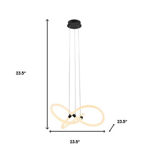 HomeRoots Black Metal LED Dimmable Smart Chandelier – Modern Elegance for Dining Rooms & Living Spaces 548196