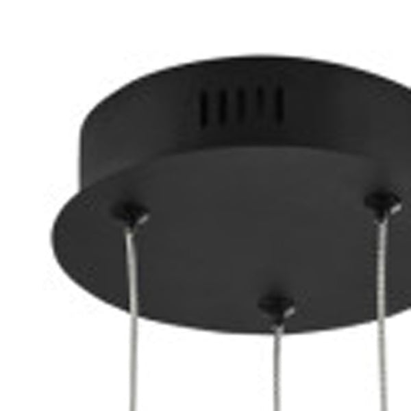 HomeRoots Black Metal LED Dimmable Smart Chandelier – Modern Elegance for Dining Rooms & Living Spaces 548196