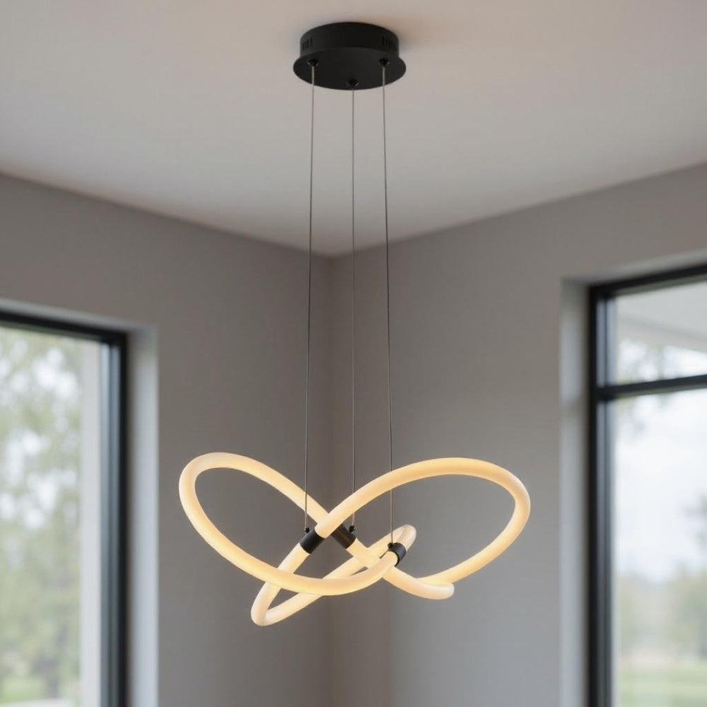 HomeRoots Black Metal LED Dimmable Smart Chandelier – Modern Elegance for Dining Rooms & Living Spaces 548196