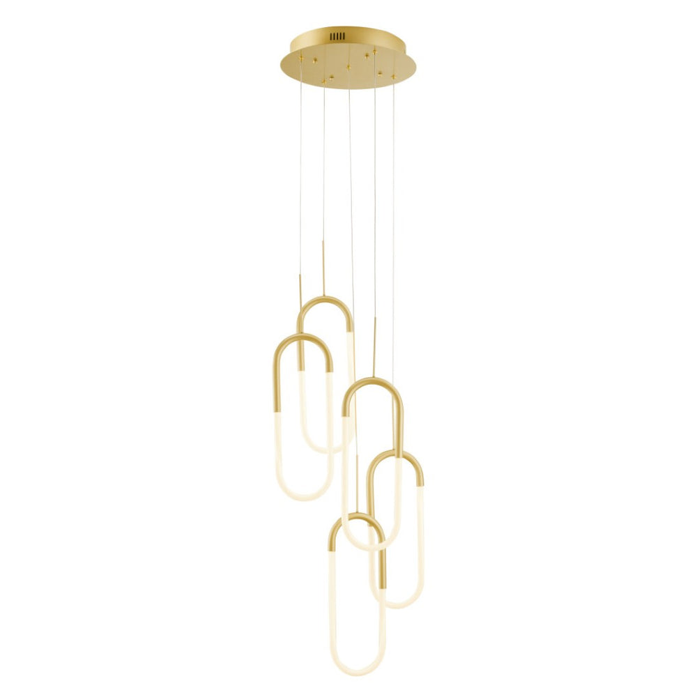 HomeRoots Gold Five-Light LED Chandelier - Smart Dimmable Fixture for Elegant Home Ambiance & Modern Style 548199