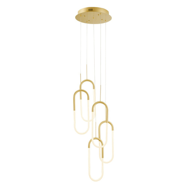 HomeRoots Gold Five-Light LED Chandelier - Smart Dimmable Fixture for Elegant Home Ambiance & Modern Style 548199