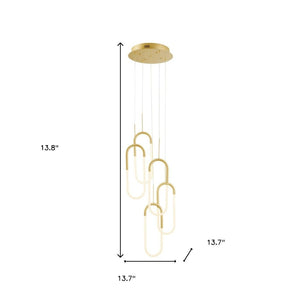 HomeRoots Gold Five-Light LED Chandelier - Smart Dimmable Fixture for Elegant Home Ambiance & Modern Style 548199