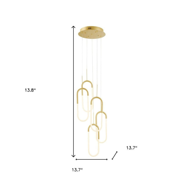 HomeRoots Gold Five-Light LED Chandelier - Smart Dimmable Fixture for Elegant Home Ambiance & Modern Style 548199