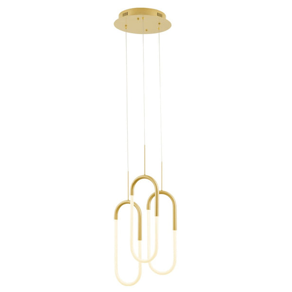HomeRoots Gold Three-Light Dimmable Smart Chandelier - Elegant LED Fixture for Modern Home Illumination 548200