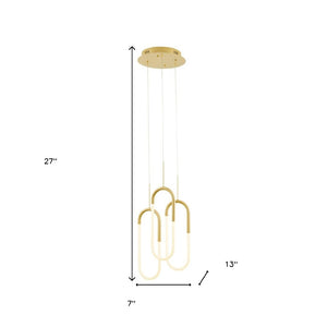 HomeRoots Gold Three-Light Dimmable Smart Chandelier - Elegant LED Fixture for Modern Home Illumination 548200
