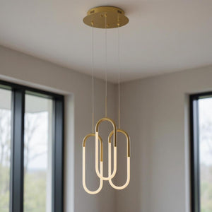 HomeRoots Gold Three-Light Dimmable Smart Chandelier - Elegant LED Fixture for Modern Home Illumination 548200