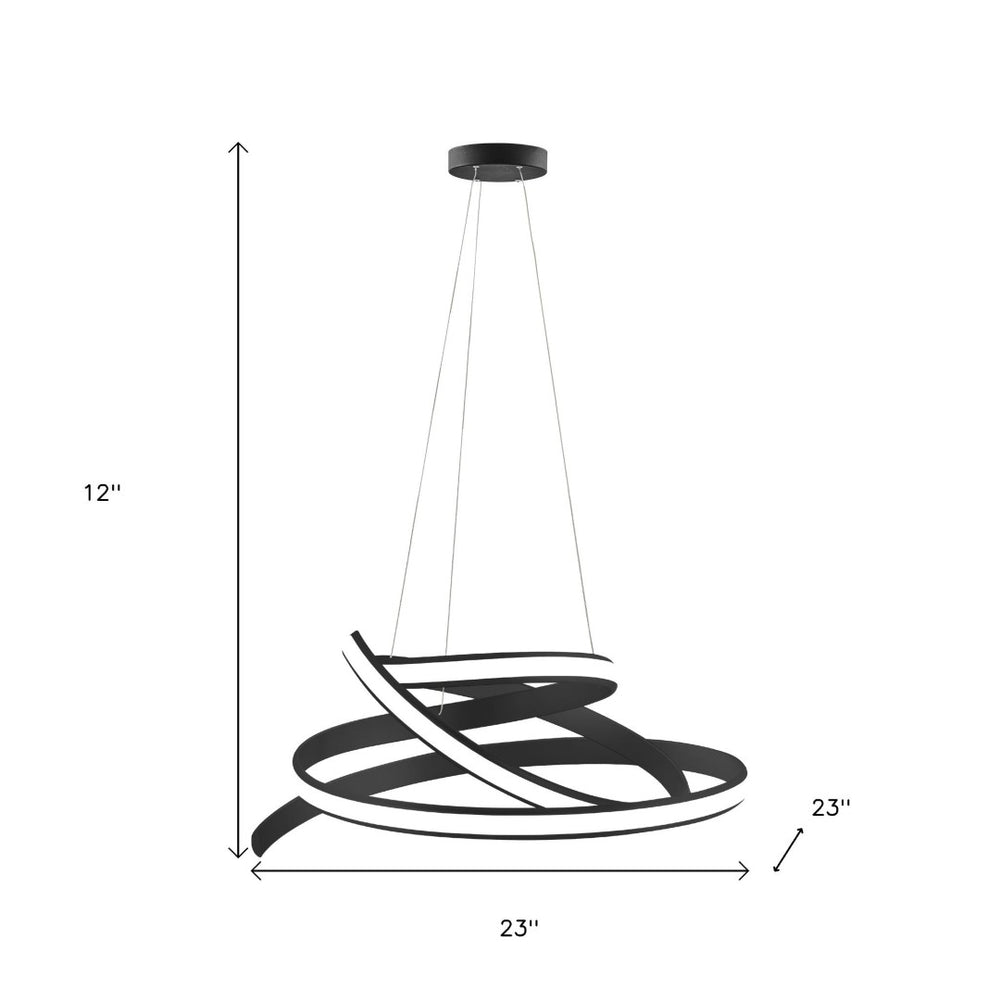 HomeRoots Black Metal LED Dimmable Smart Chandelier - Modern Farmhouse Design with Adjustable Height & Energy Efficiency 548202