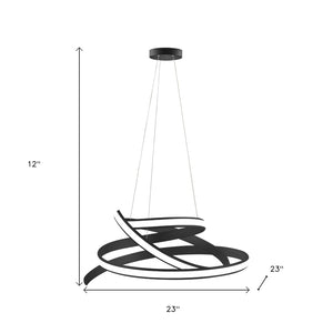 HomeRoots Black Metal LED Dimmable Smart Chandelier - Modern Farmhouse Design with Adjustable Height & Energy Efficiency 548202