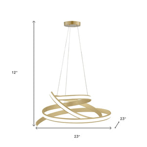 HomeRoots Gold Metal LED Chandelier - Dimmable Smart Lighting with Wagon-Wheel Design for Modern Elegance 548203