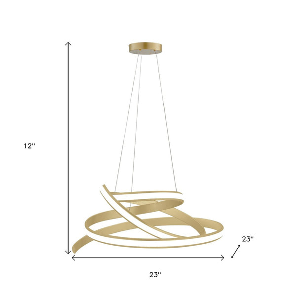 HomeRoots Gold Metal LED Chandelier - Dimmable Smart Lighting with Wagon-Wheel Design for Modern Elegance 548203