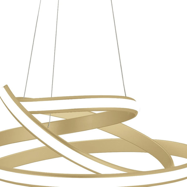 HomeRoots Gold Metal LED Chandelier - Dimmable Smart Lighting with Wagon-Wheel Design for Modern Elegance 548203