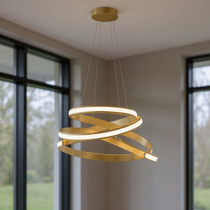 HomeRoots Gold Metal LED Chandelier - Dimmable Smart Lighting with Wagon-Wheel Design for Modern Elegance 548203