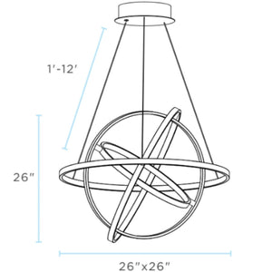 HomeRoots Gold Geometric LED Chandelier - Dimmable, Smart Home Ready, Adjustable Height for Modern Spaces 548205