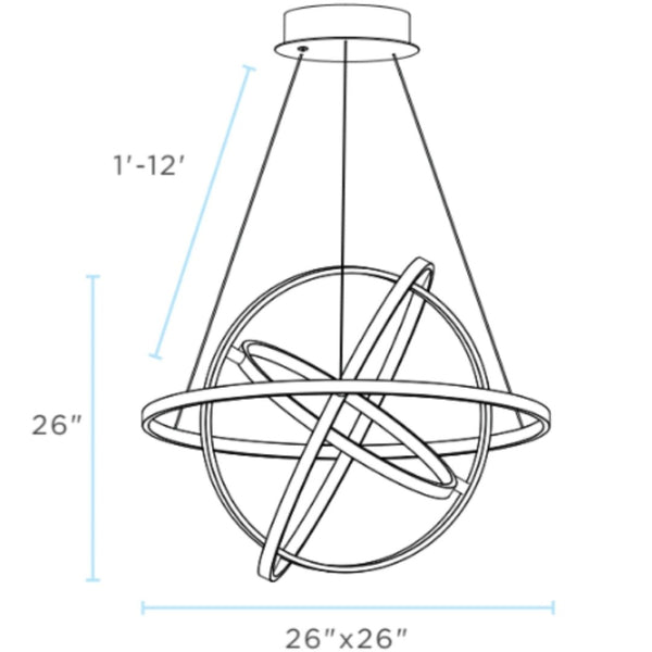 HomeRoots Gold Geometric LED Chandelier - Dimmable, Smart Home Ready, Adjustable Height for Modern Spaces 548205