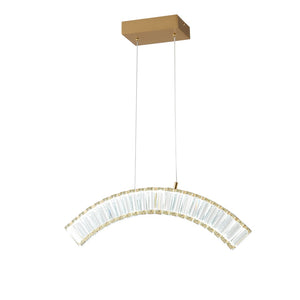HomeRoots Gold LED Dimmable Chandelier with Modern Clear Metal Accents for Elegant Home Lighting Solutions 548208