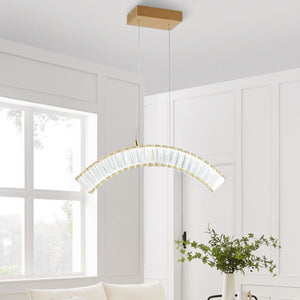 HomeRoots Gold LED Dimmable Chandelier with Modern Clear Metal Accents for Elegant Home Lighting Solutions 548208