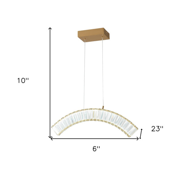 HomeRoots Gold LED Dimmable Chandelier with Modern Clear Metal Accents for Elegant Home Lighting Solutions 548208