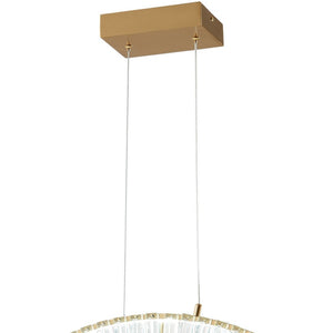 HomeRoots Gold LED Dimmable Chandelier with Modern Clear Metal Accents for Elegant Home Lighting Solutions 548208