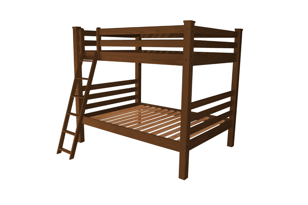 HomeRoots Red Full Over Full Solid Wood Bunk Bed - Space-Saving Design, Durable Pine, Cheerful Finish & Safety Features 548209