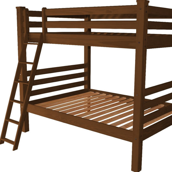 HomeRoots Red Full Over Full Solid Wood Bunk Bed - Space-Saving Design, Durable Pine, Cheerful Finish & Safety Features 548209