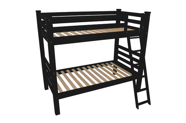 HomeRoots Black Solid Wood Full-Over-Full Bunk Bed: Stylish, Durable, Space-Saving Solution for Kids' Rooms 548210
