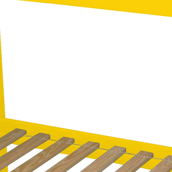 HomeRoots Yellow Full-Over-Full Solid Wood Bunk Bed - Cheerful Design, Durable, Space-Saving & Safe for Kids! 548211