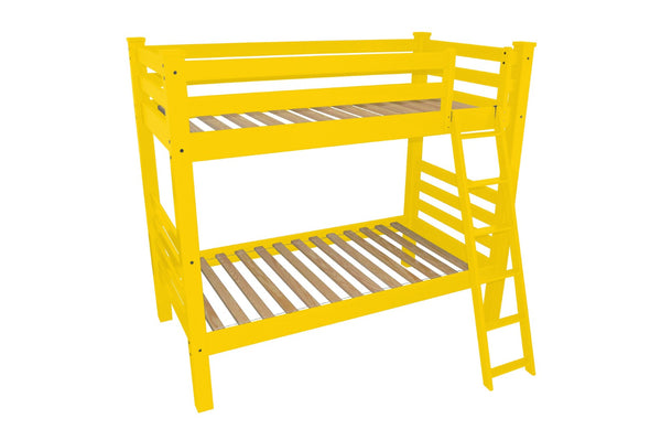 HomeRoots Yellow Full-Over-Full Solid Wood Bunk Bed - Cheerful Design, Durable, Space-Saving & Safe for Kids! 548211